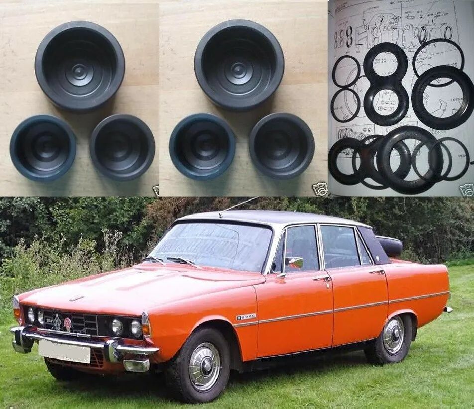 FRONT BRAKE CALIPER PISTONS & SEALS x6 (Rover P6 V8 3500) (1968- 77) 